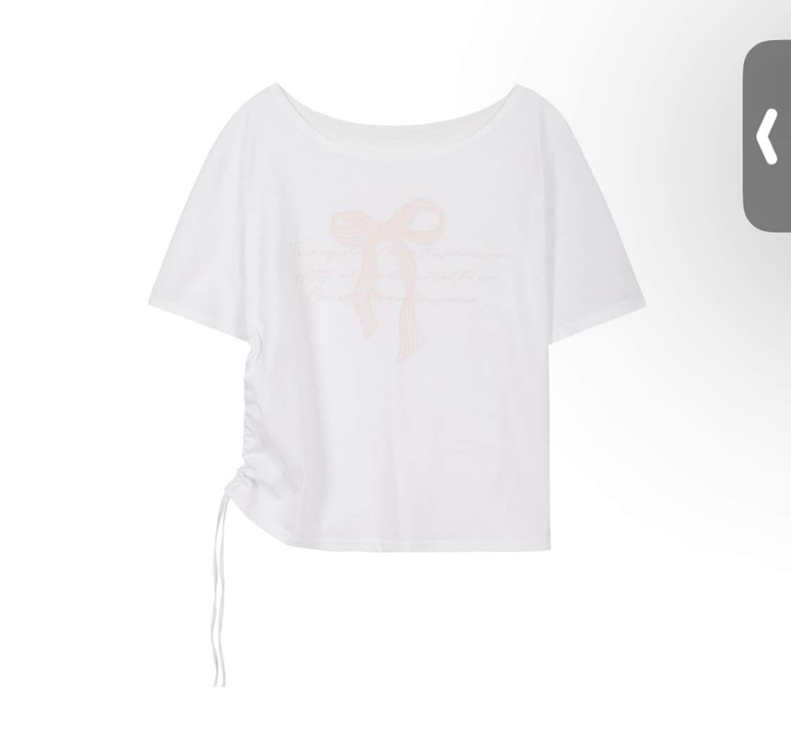 일리고) 리본 셔링 오프숄더 티셔츠 WH F 상품이미지4