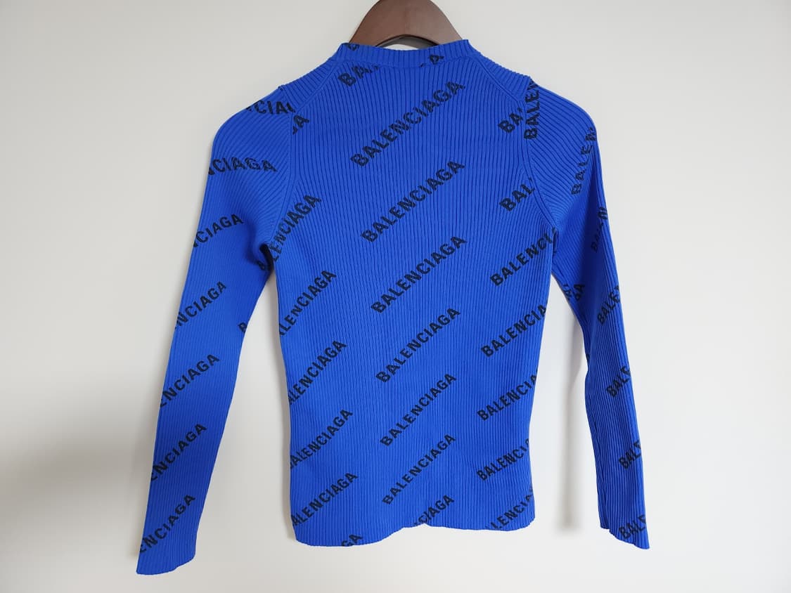 [L] 발렌시아가 블루 멀티로고 골지 여성 니트 555321 T6140 상품이미지2