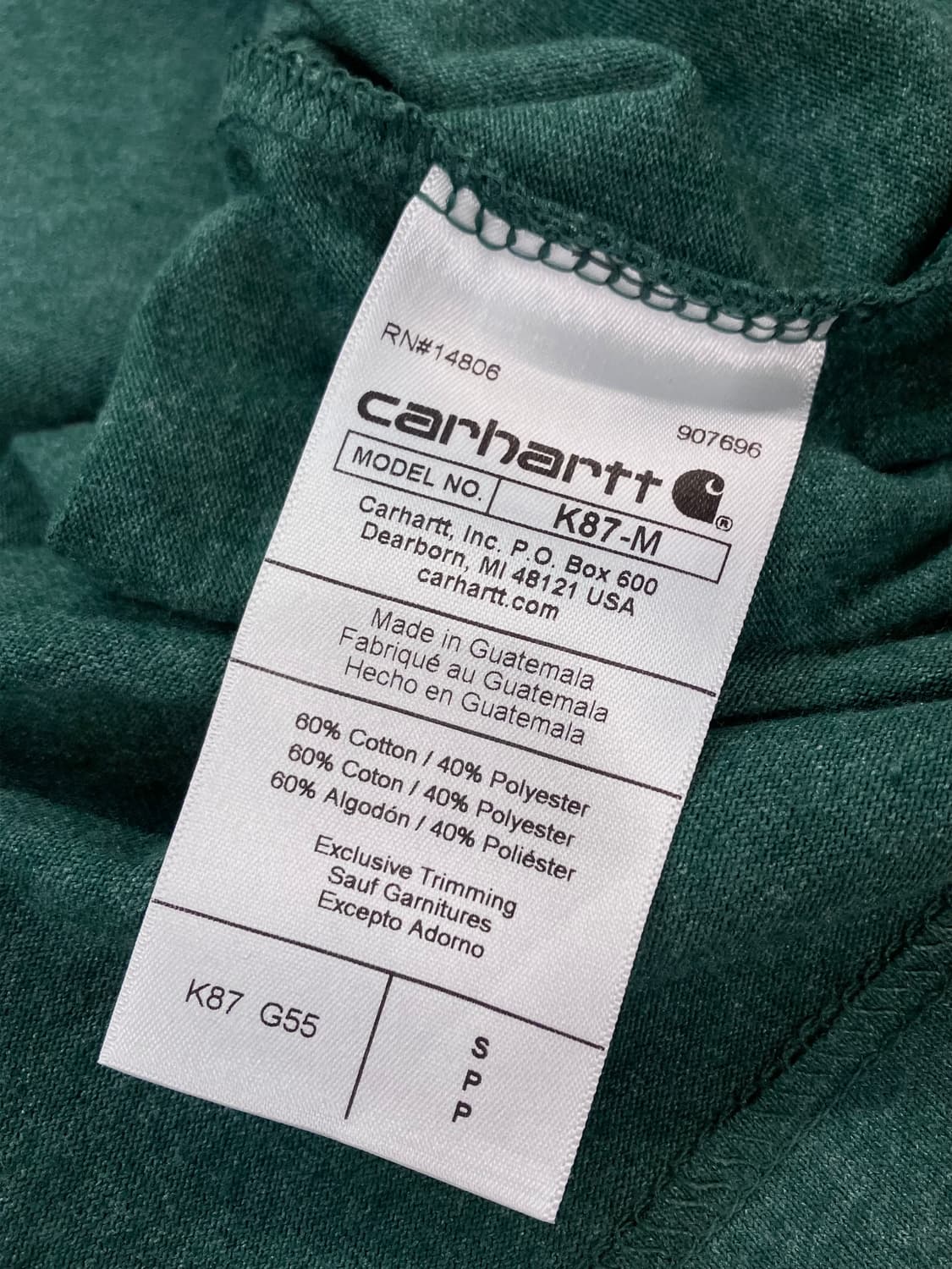 칼하트 포켓 반팔 티셔츠 그린 S   #csz2800 상품이미지6