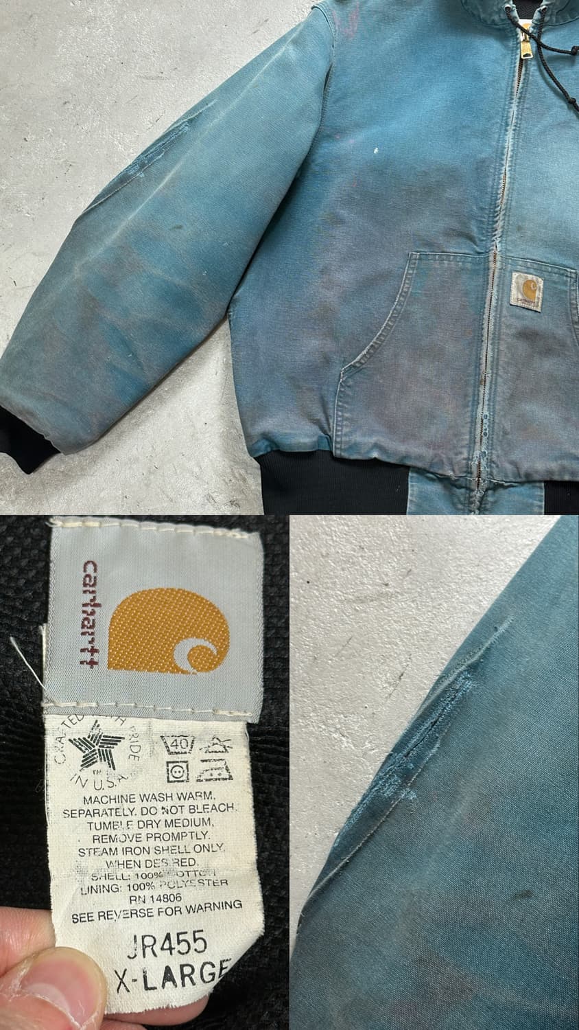 90's OG USA 칼하트 JR455 액티브 자켓 칼하트 아쿠아 상품이미지9
