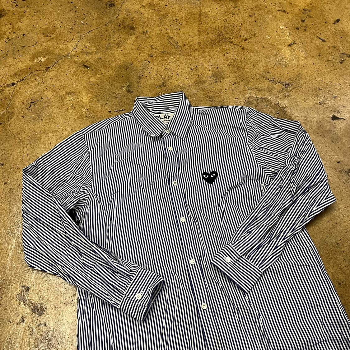 [정품/M] 꼼데가르송 스트라이프 카라 셔츠 긴팔티 b19 상품이미지1