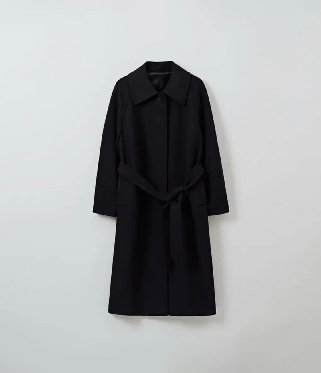 스파오 벨티드 발마칸 코트 블랙 상품이미지1