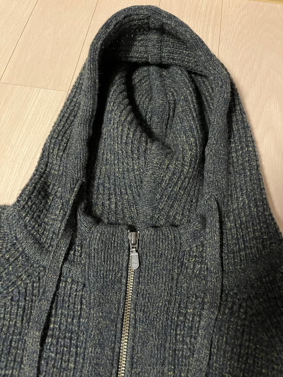 웰빙익스프레스 와플 니트 집업 카키 상품이미지9