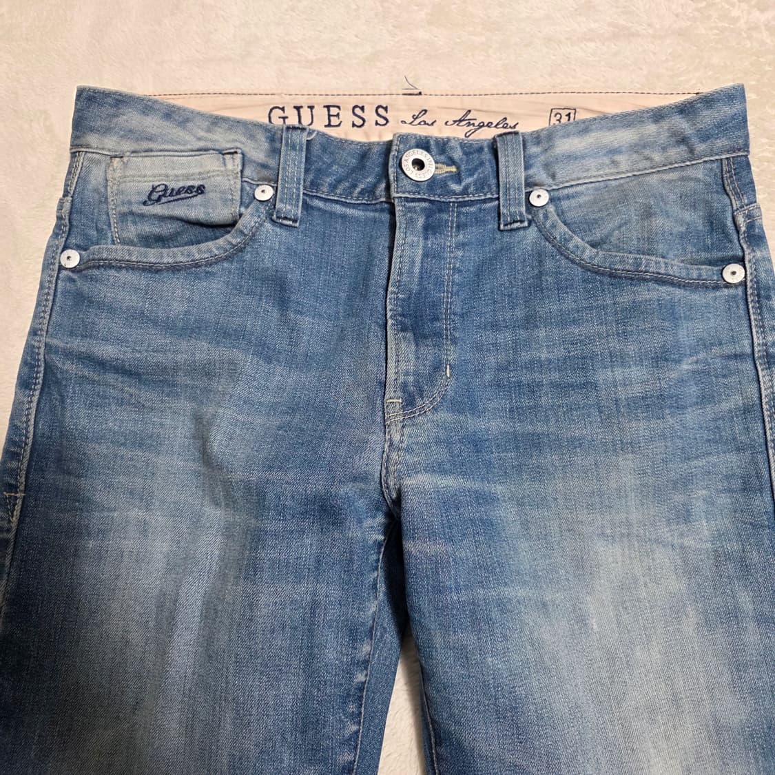 (31)게스 워싱 슬림 스트레이트 데님 팬츠 상품이미지2