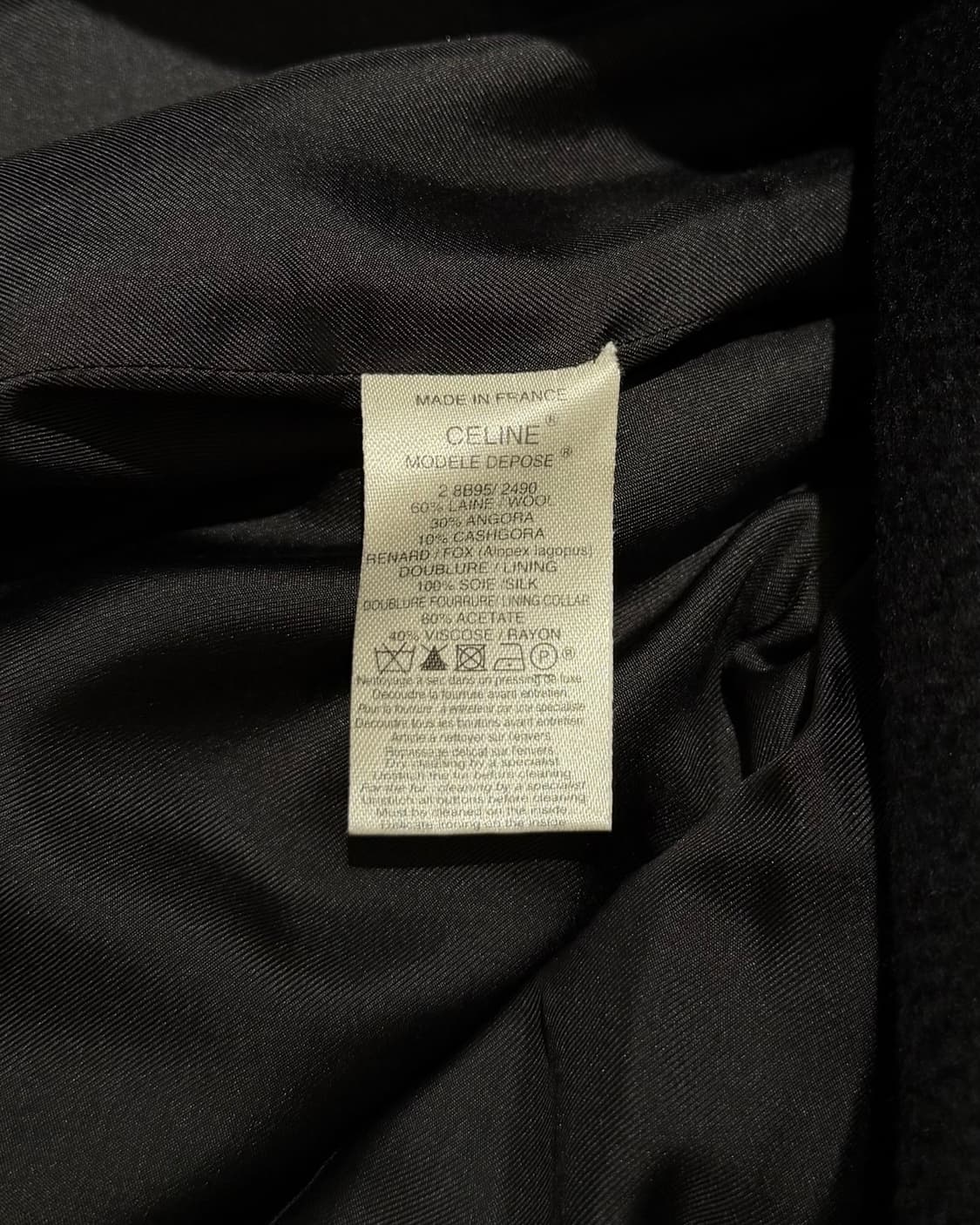 셀린느 블랙 울 앙고라 벨티트 코트 상품이미지9