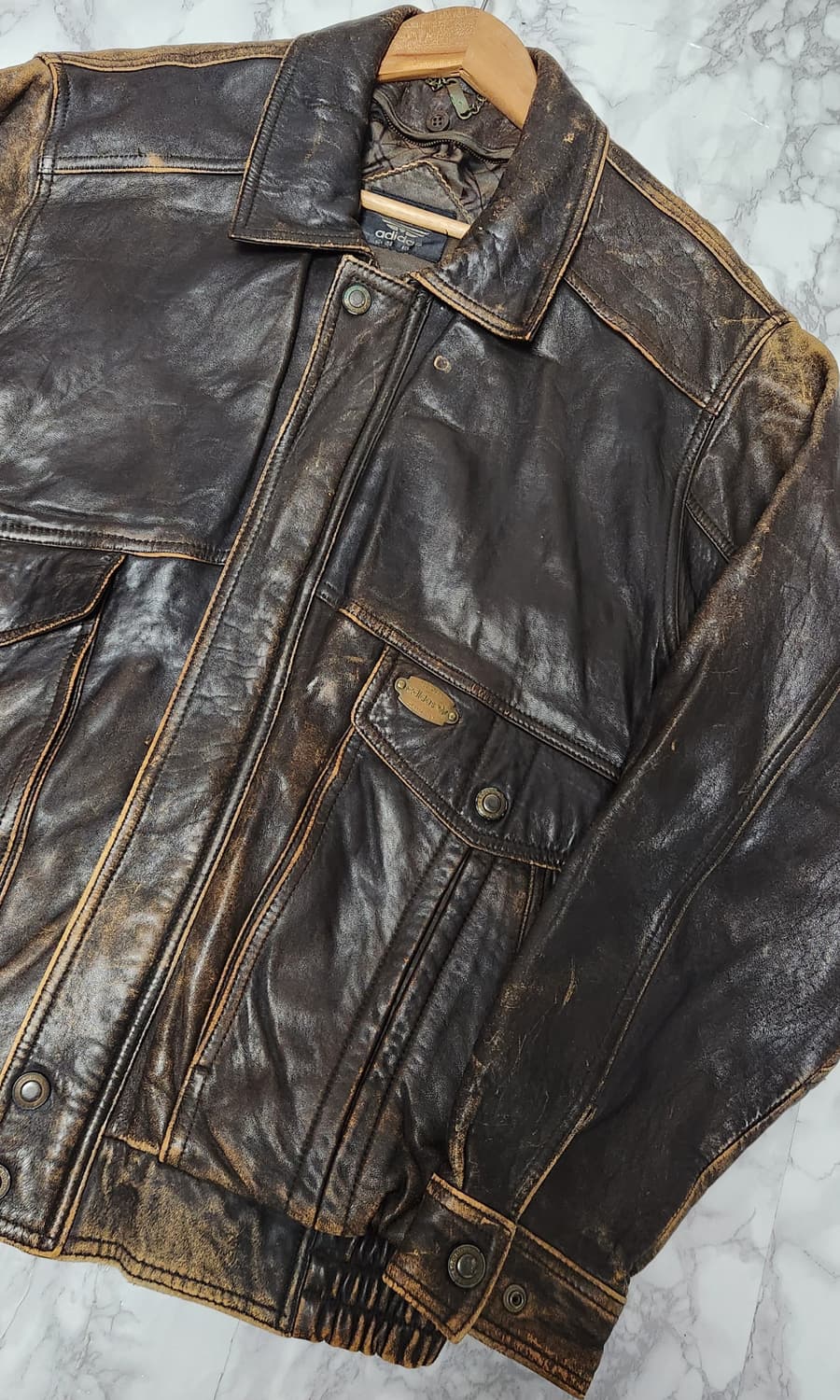 L 아디다스 80s 빈티지 양가죽 자켓 상품이미지5
