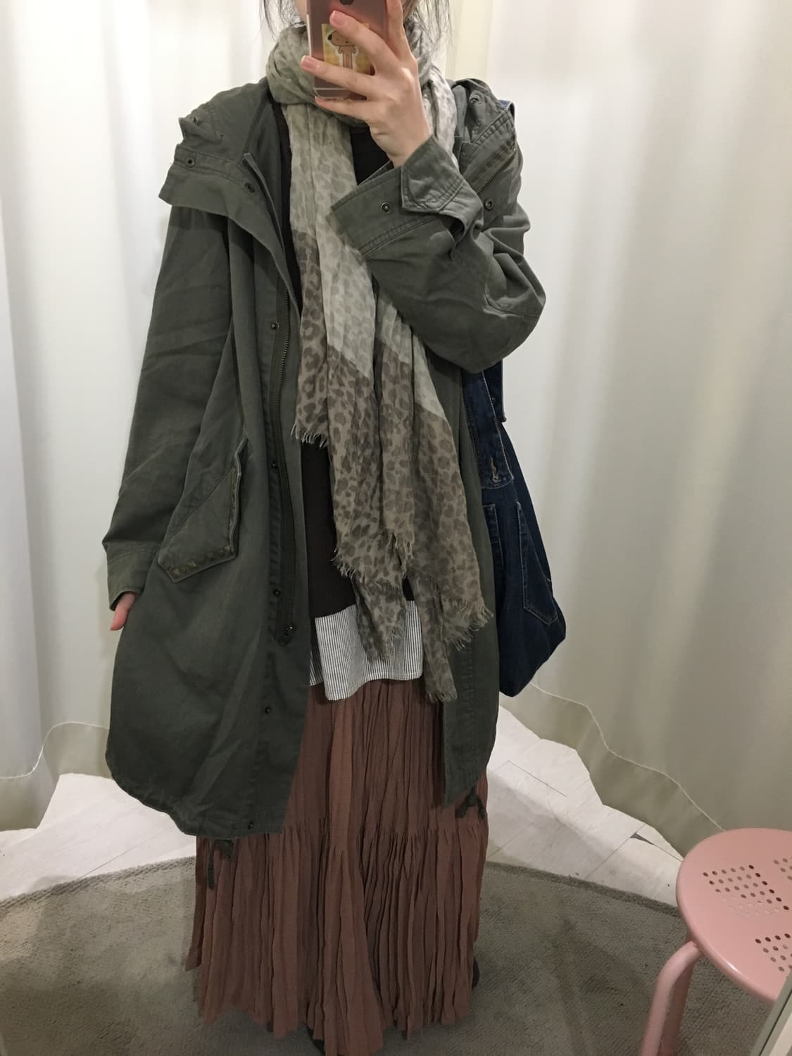 히피 모리 인디핑크 브릭 주름 스커트 상품이미지5