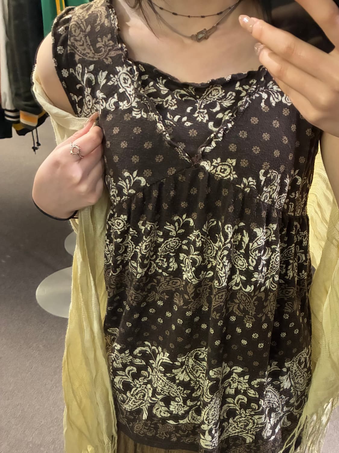 M)Japanese vintage 여성 페이즐리 패턴 슬리브리스 상품이미지2