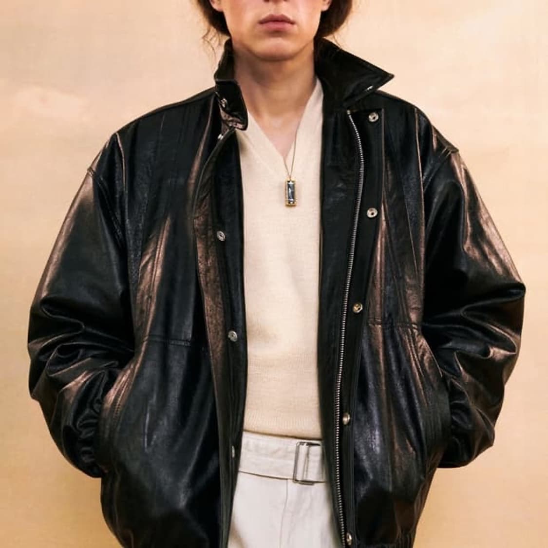 르메르 22fw 크링클드 레더 블루종 M 상품이미지1