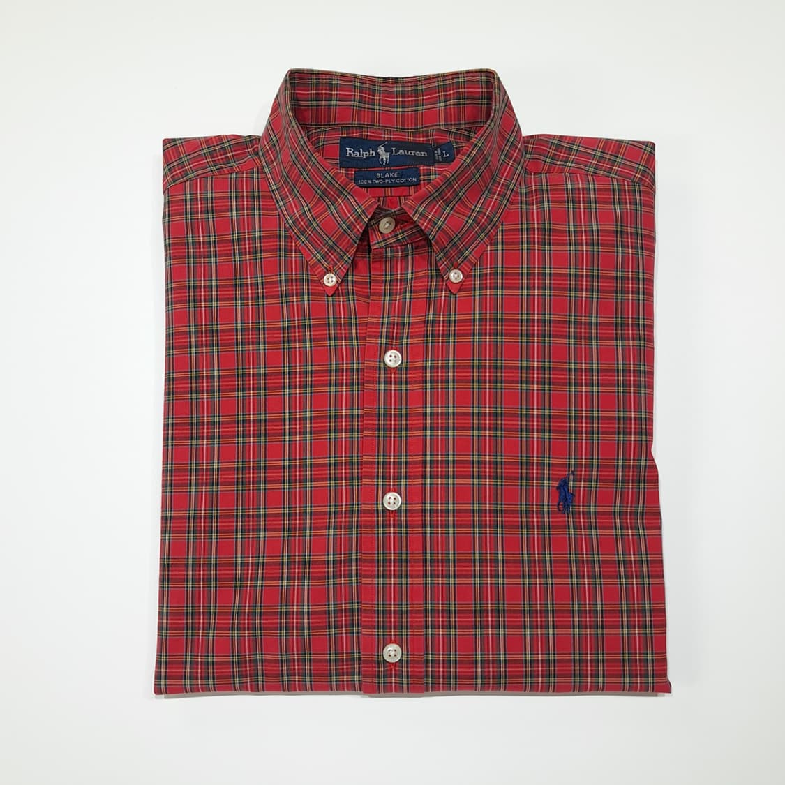 CL814 L 폴로 90s 홍콩판 버튼다운 레드 클래식 타탄체크 셔츠  상품이미지8