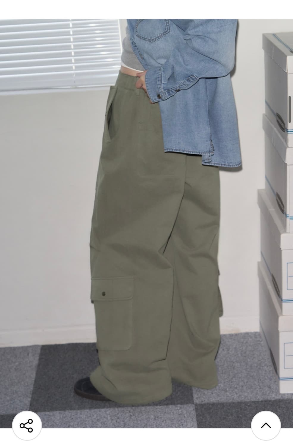 (L) 레더리 하프 밴딩 코튼 카고 팬츠 [KHAKI] 판매 상품이미지5