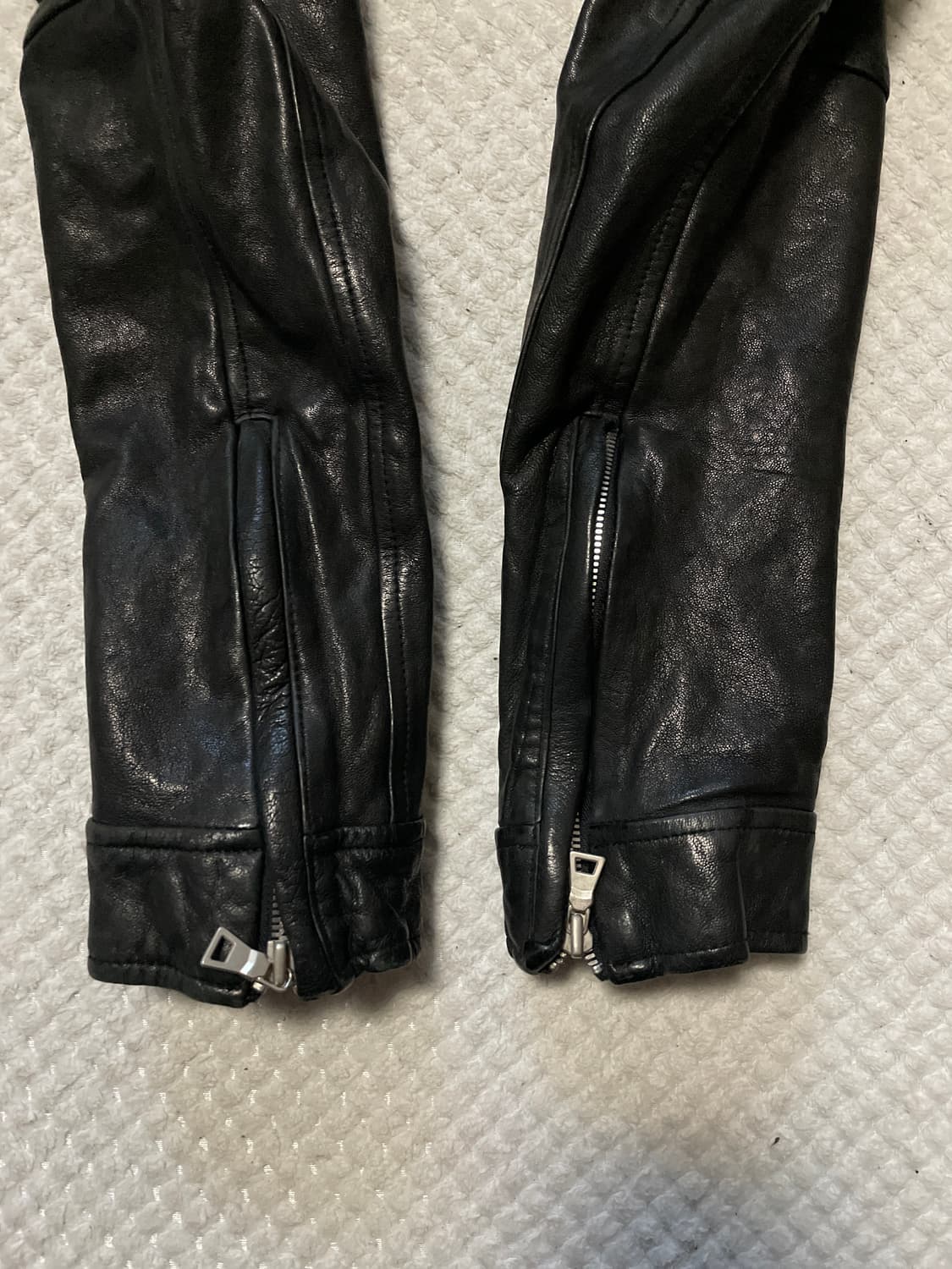 TEMPO HOMME 웨스턴 무드 램스킨 양가죽 절개 레더 자켓 상품이미지6