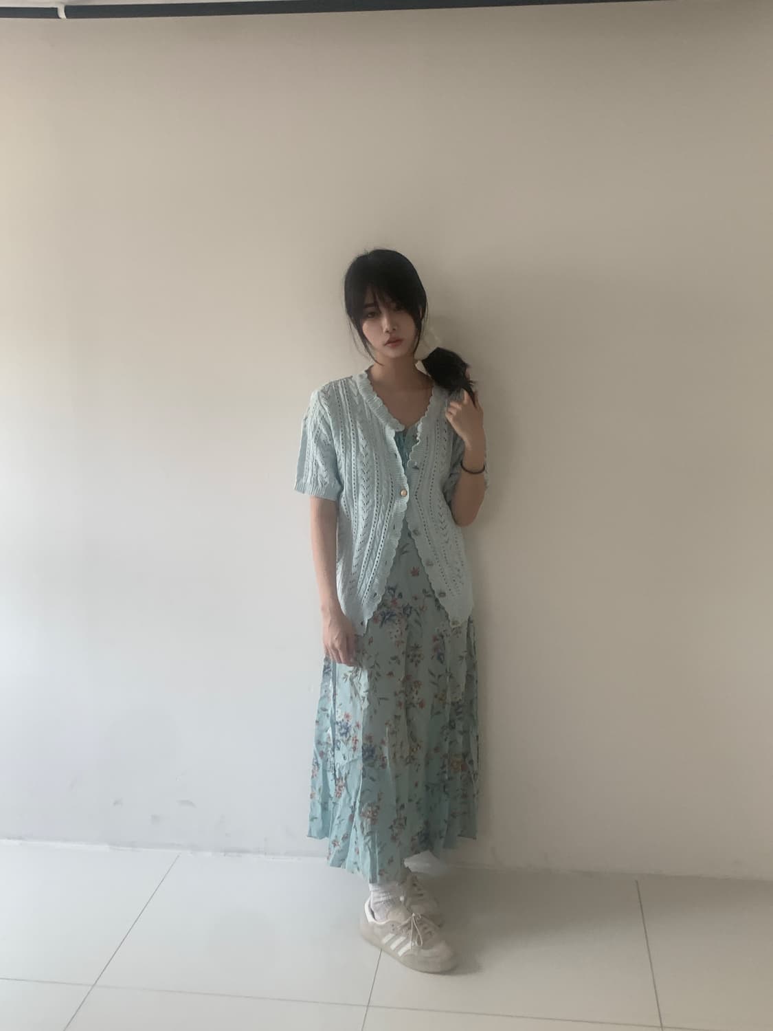 Gold button knit cardigan(mint) 상품이미지3