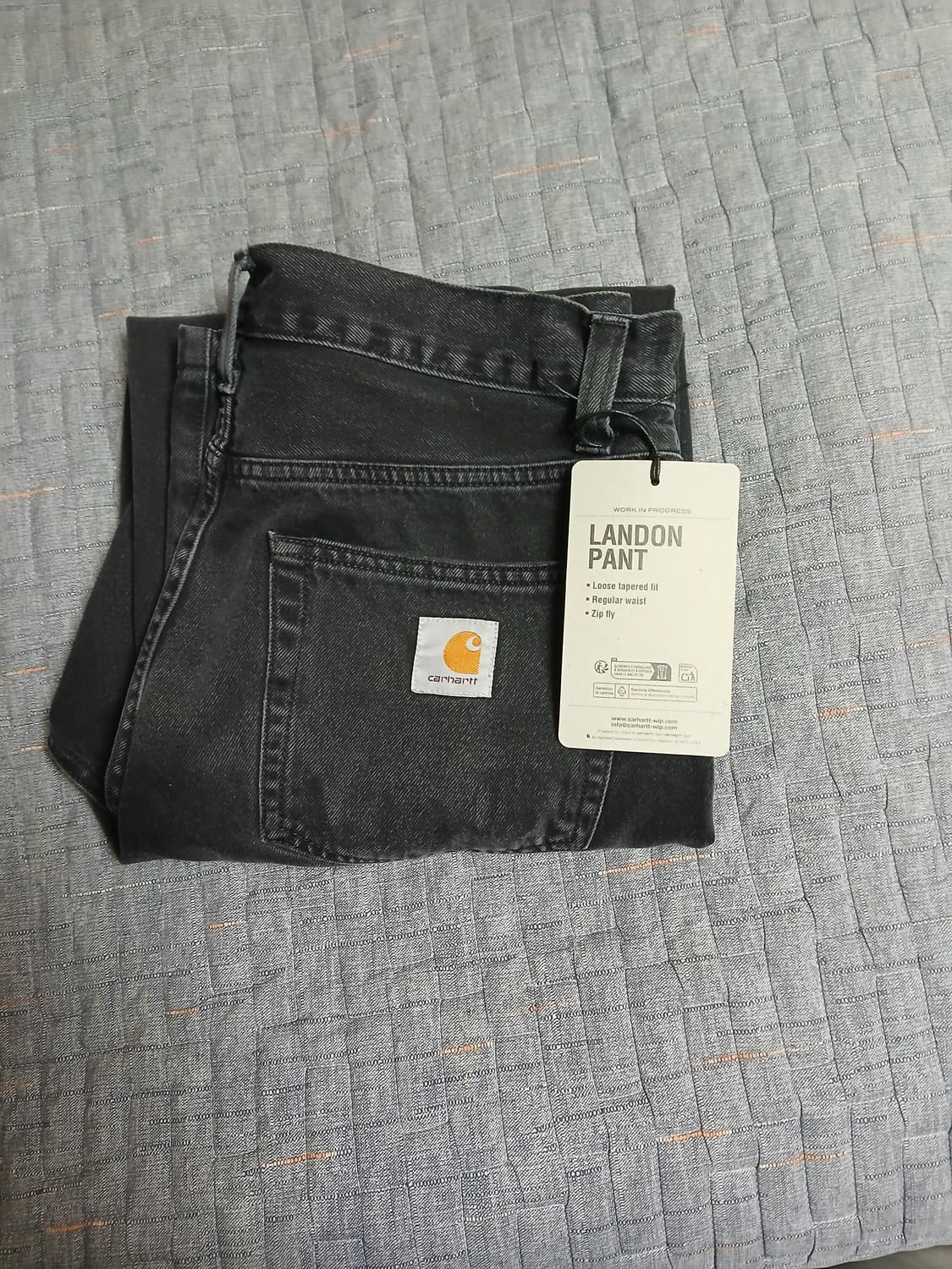 [32]칼하트 랜든팬츠 블랙스톤워시 상품이미지1