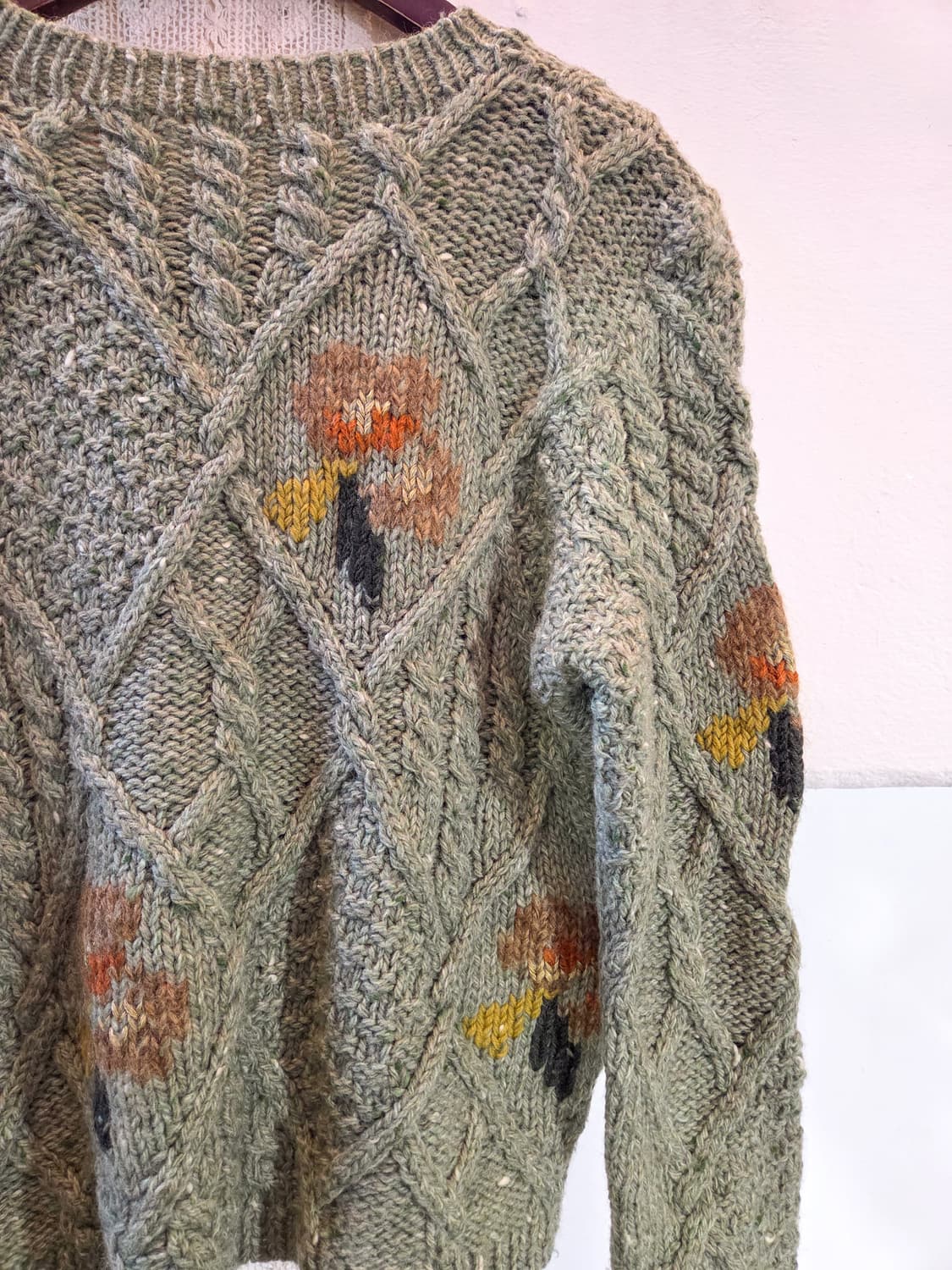 그리너리 패턴 크롭 니트 상품이미지5