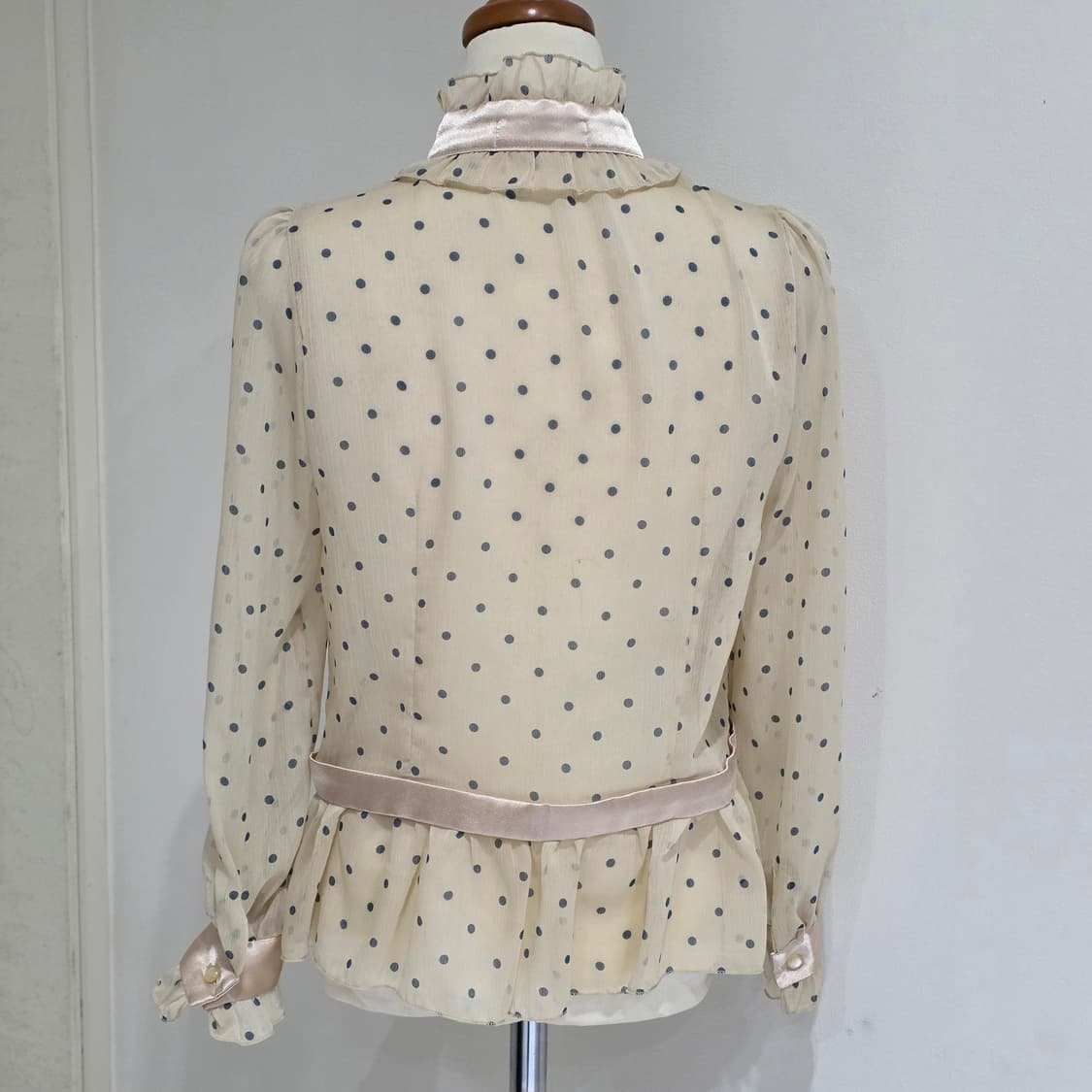 빈티지)프릴 도트 로리타풍 히메라떼갸루 레이스프릴 모리걸 시스루 블라우스 상품이미지4
