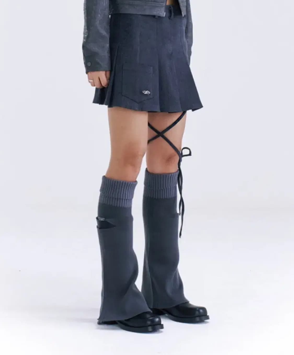 허그유어스킨 Denim pleats wrapped skirt 상품이미지2