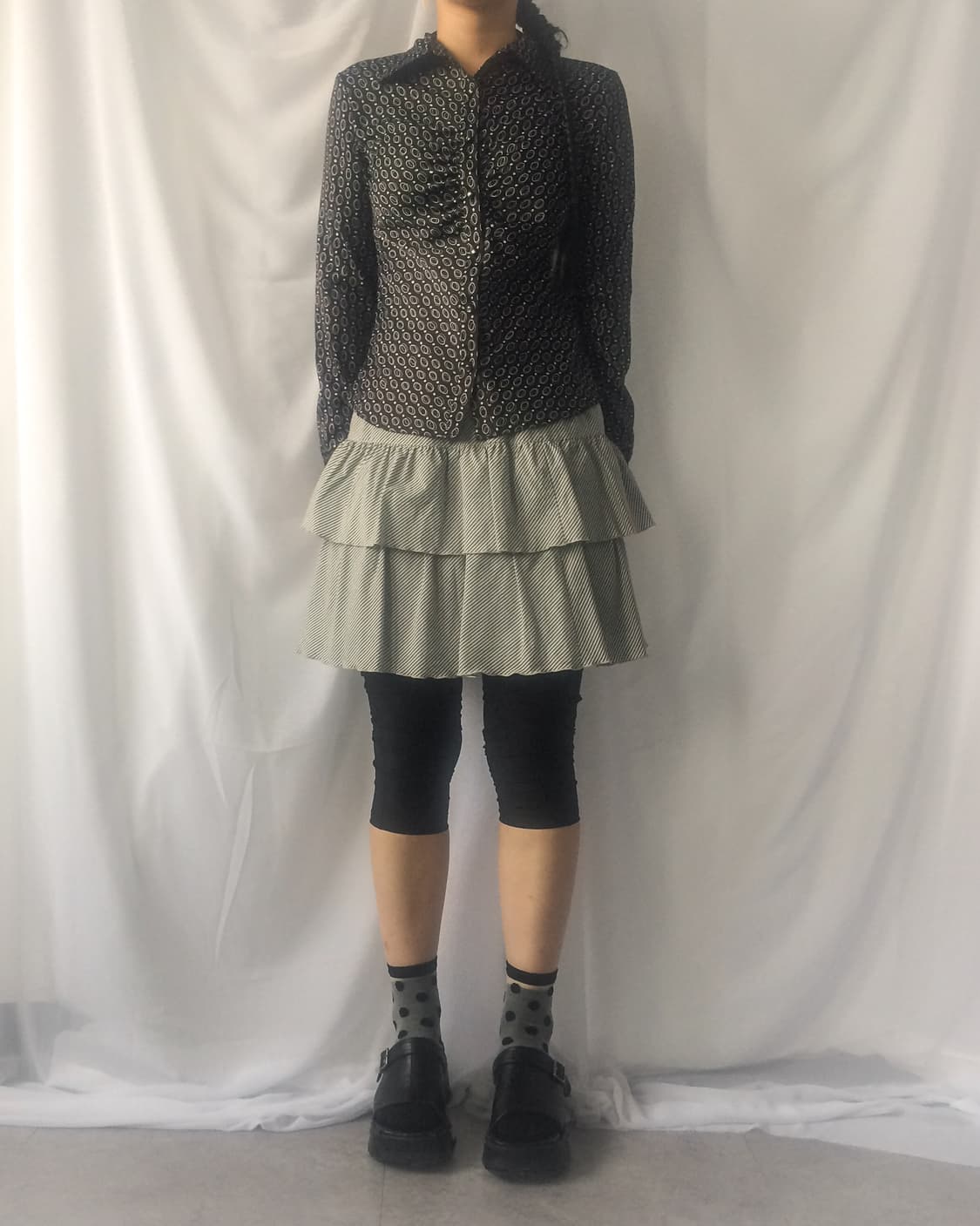 Pattern shirring shirt 상품이미지1