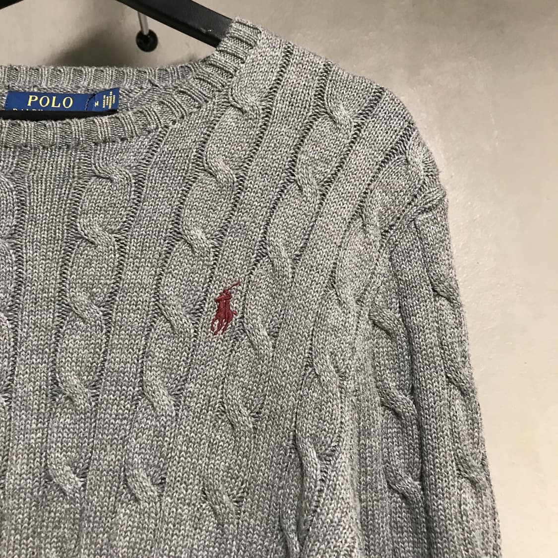 폴로 랄프로렌 케이블 니트 그레이 M 상품이미지4