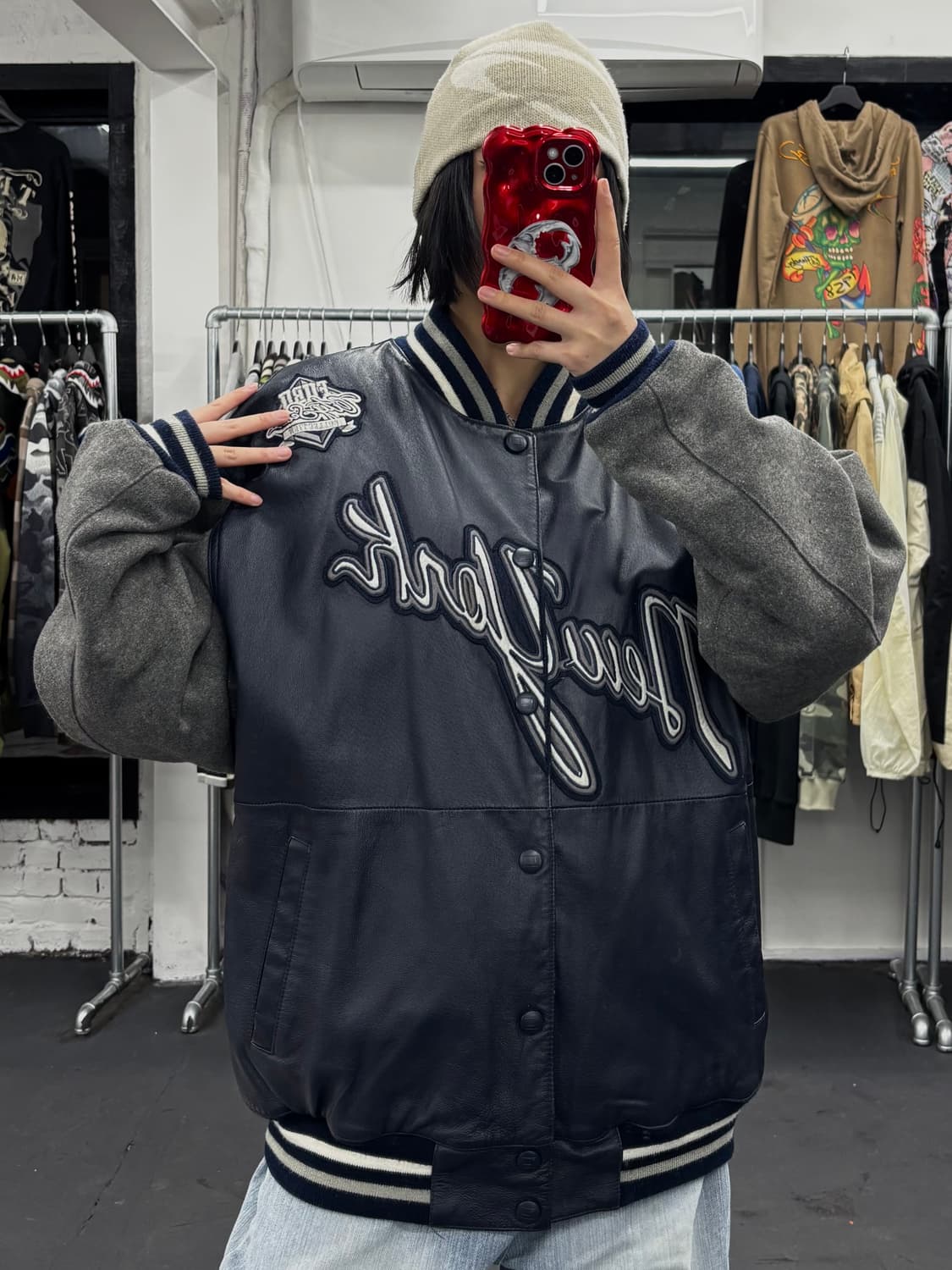 FUBU 푸부 제뉴인 레더 바시티 자켓 상품이미지3