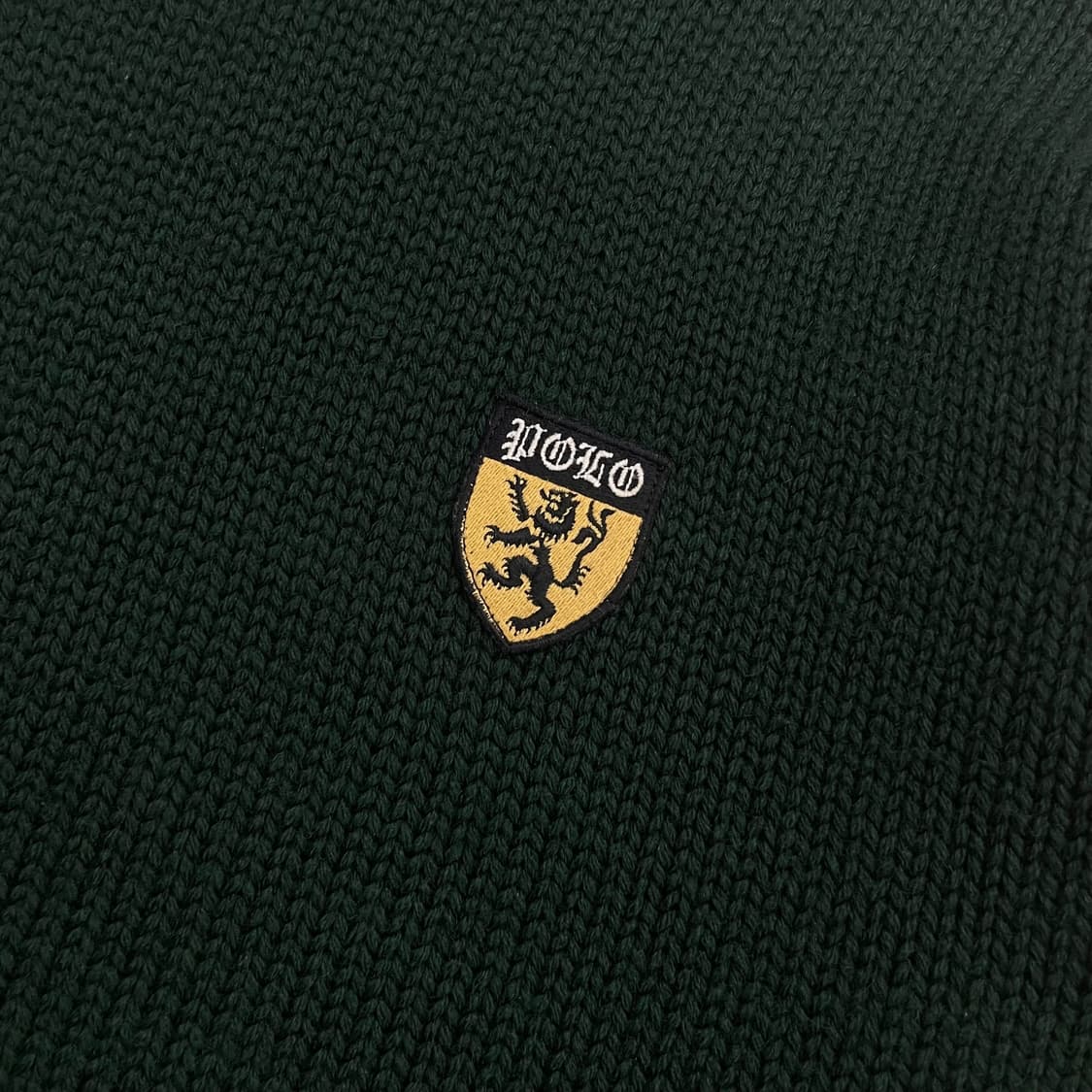 폴로 랄프로렌 90s 라이언 쉴드 패치 울 라운드 니트 다크그린 상품이미지3