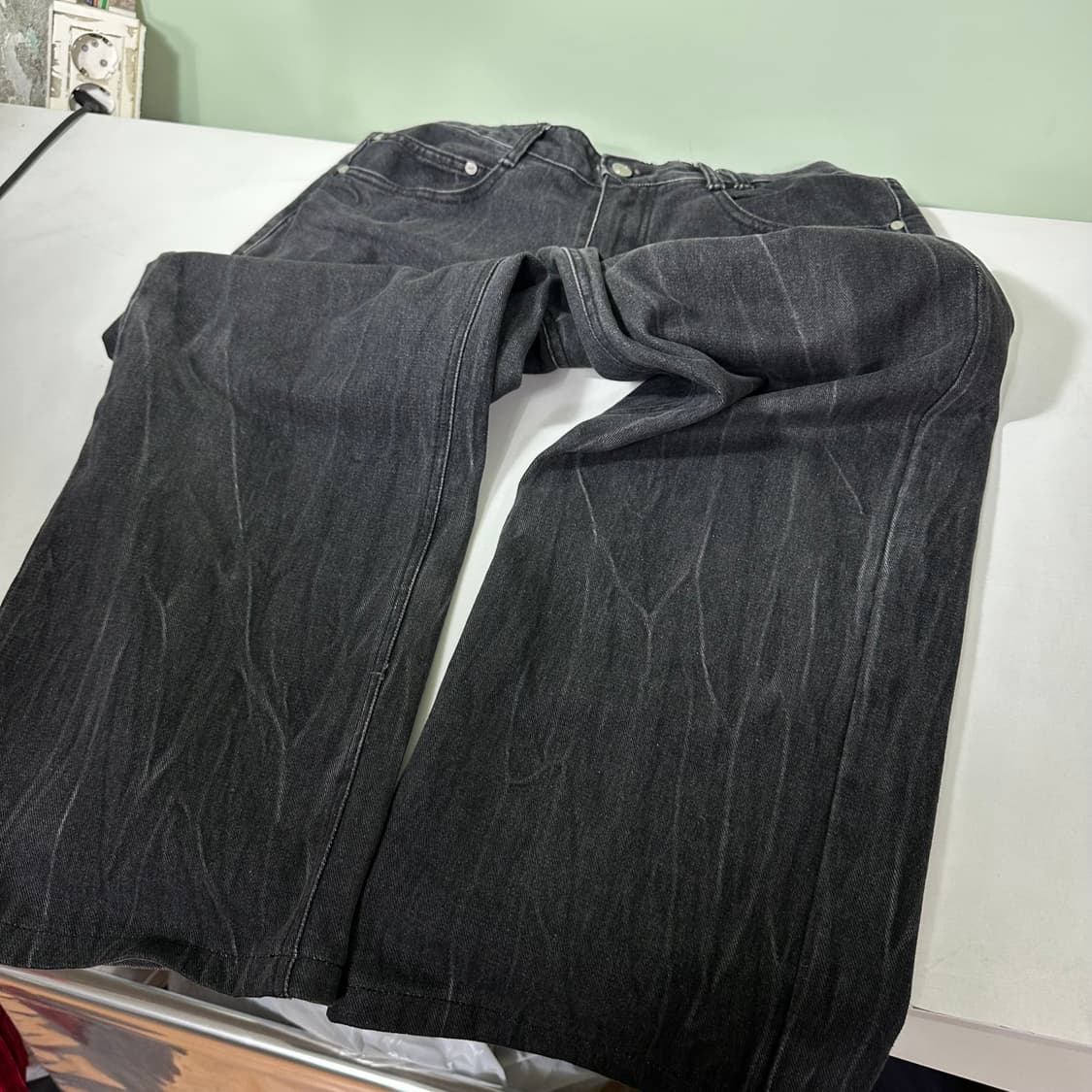 M 데케트 DECET 와이드핏 블랙더티워시드 데님팬츠 청바지 상품이미지5