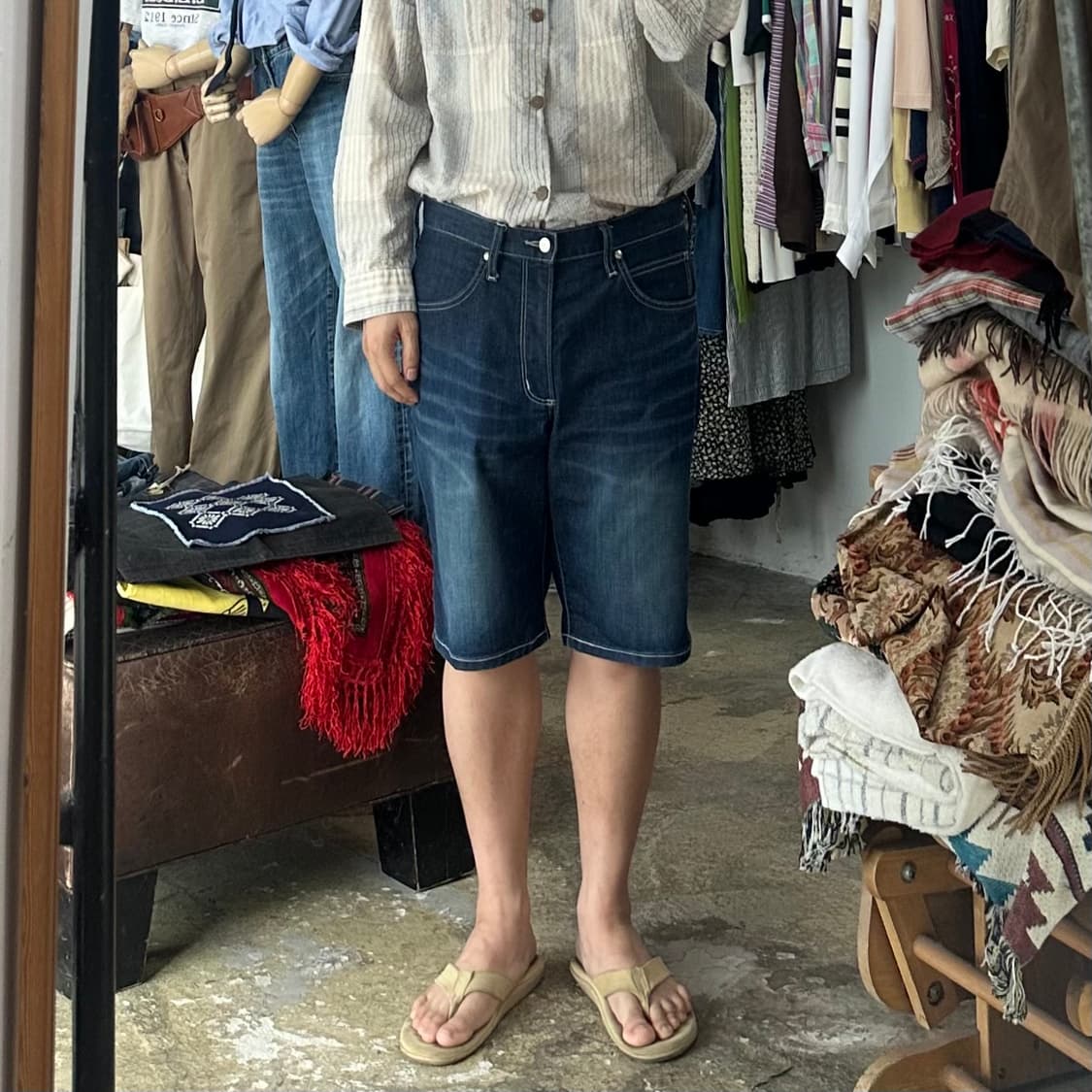 (착용컷) Wrangler 데님 반바지 (남성용 34-35) 상품이미지3