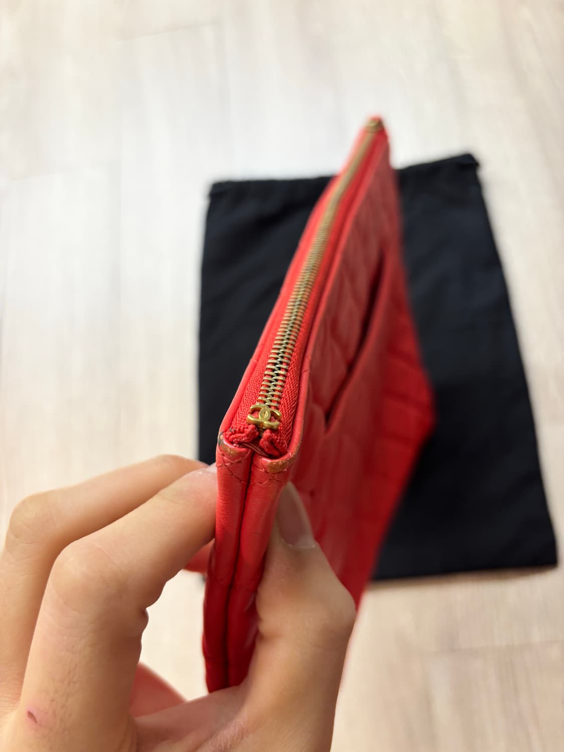 샤넬 A82545 램스킨 핫핑크 금장 미듐 클러치 상품이미지9