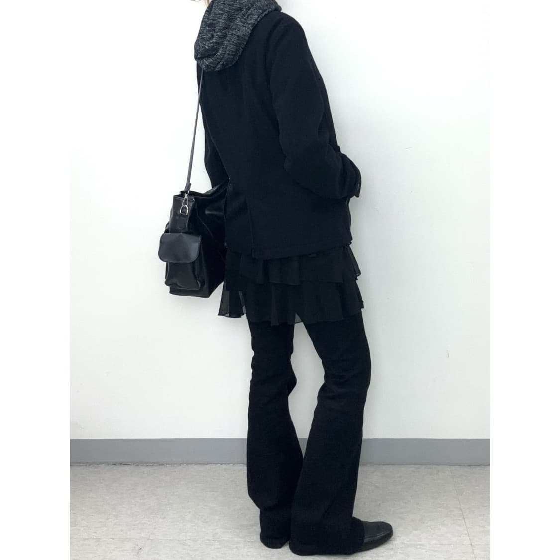 빈티지 블랙 울 하프 더블코트 상품이미지5