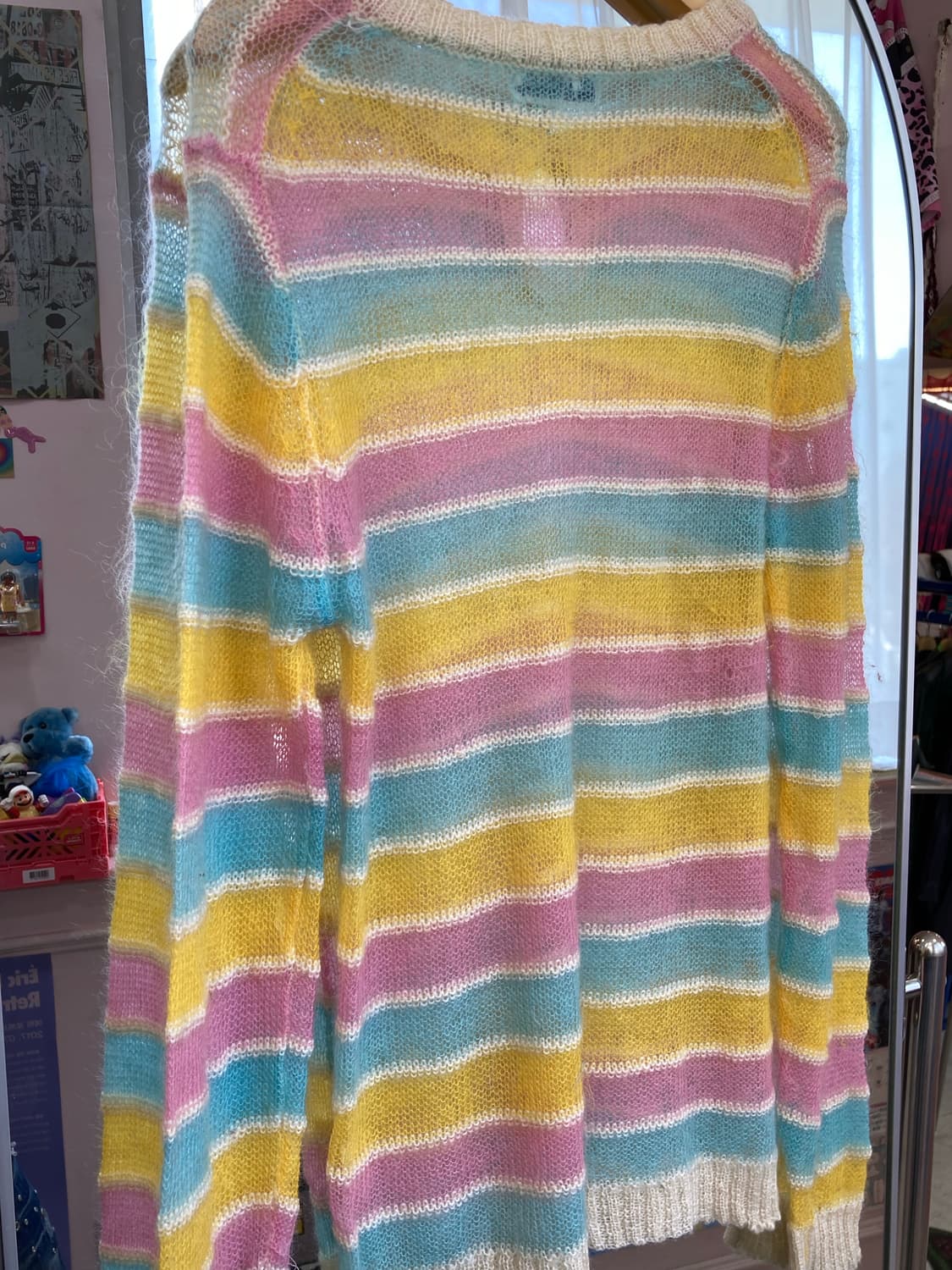 레인보우 솜사탕 스트라이프 시스루 니트 상품이미지6