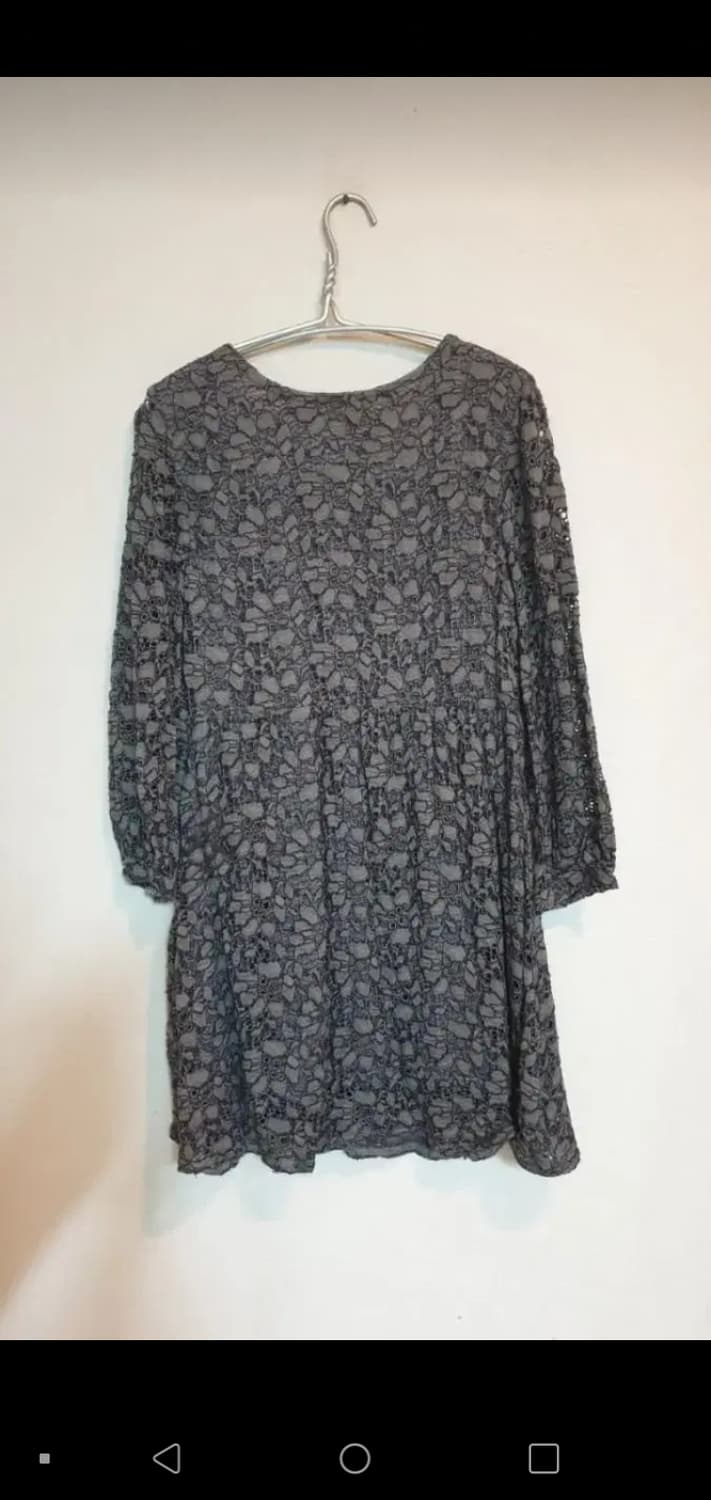 고급 레이스 미니 원피스 그레이 코튼 슬리브 레이스 드레스 데일리룩 상품이미지2