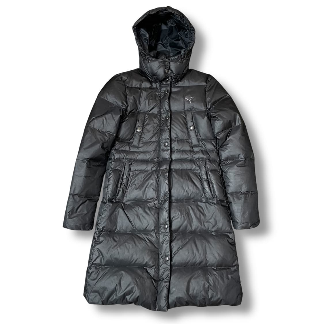 Puma 푸마 덕다운 블랙 후드 경량 미디 패딩 S 상품이미지1