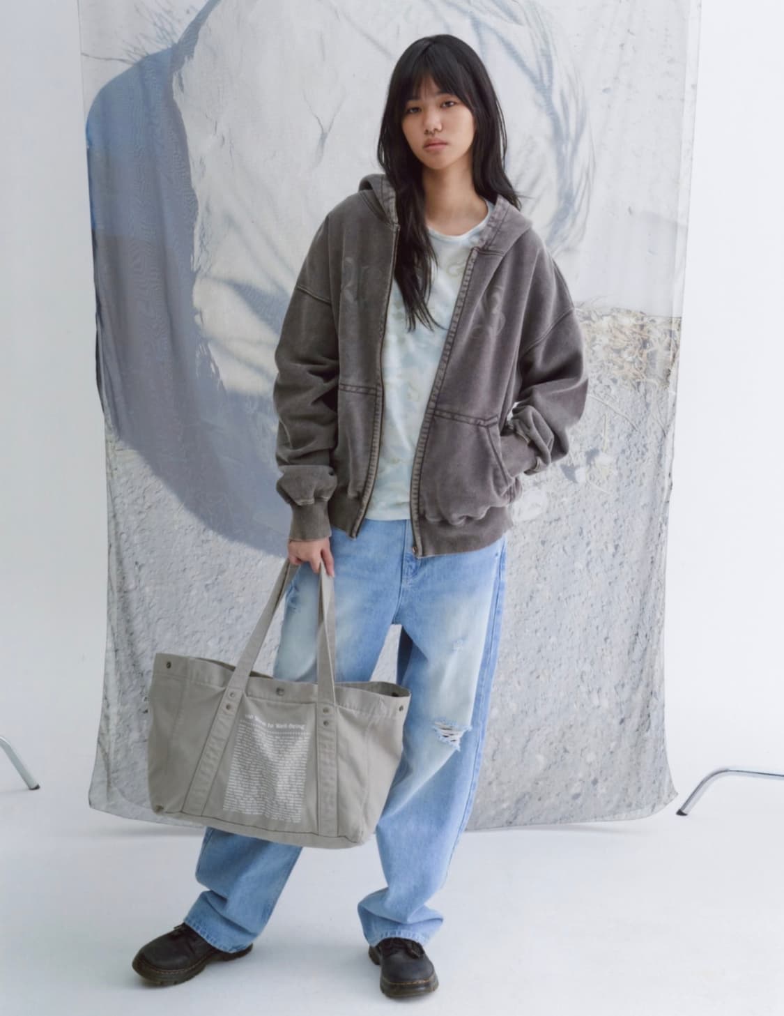 Washed Cotton Tote Bag Warm Grey 상품이미지5
