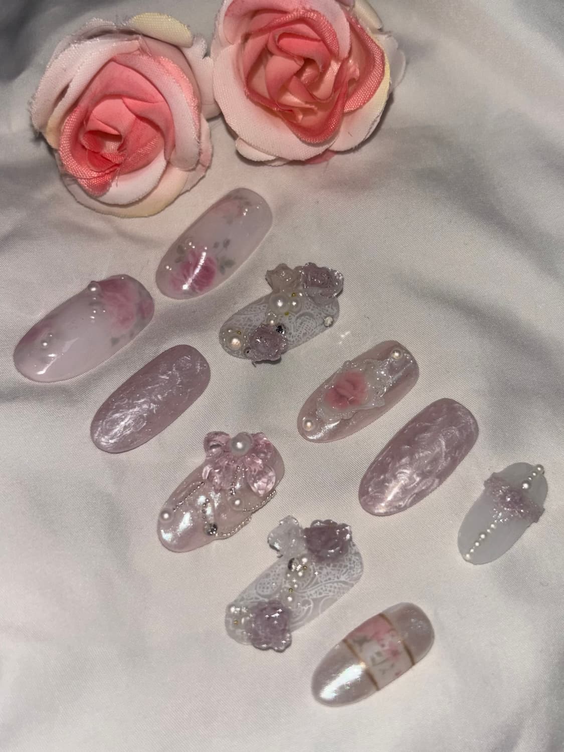 장미 진주 네일팁 상품이미지1