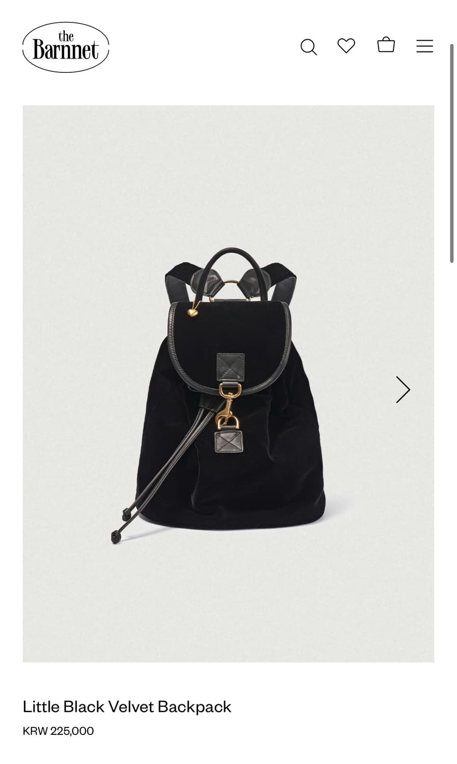 급처)더바넷 블랙 벨벳 백팩 상품이미지3