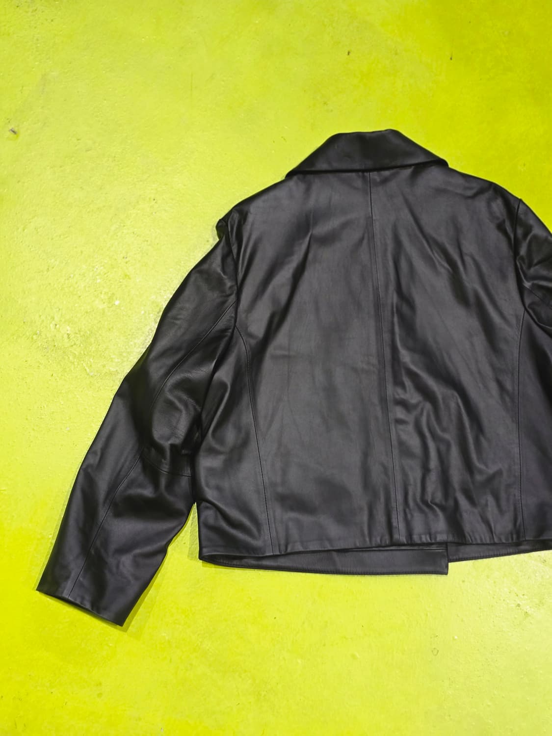 블랙 레더 더블 버튼 가죽 자켓 상품이미지10