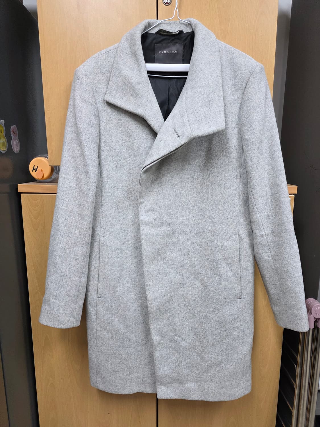 자라 맨 언밸런스 다이애거널 그레이 코트 M 상품이미지4