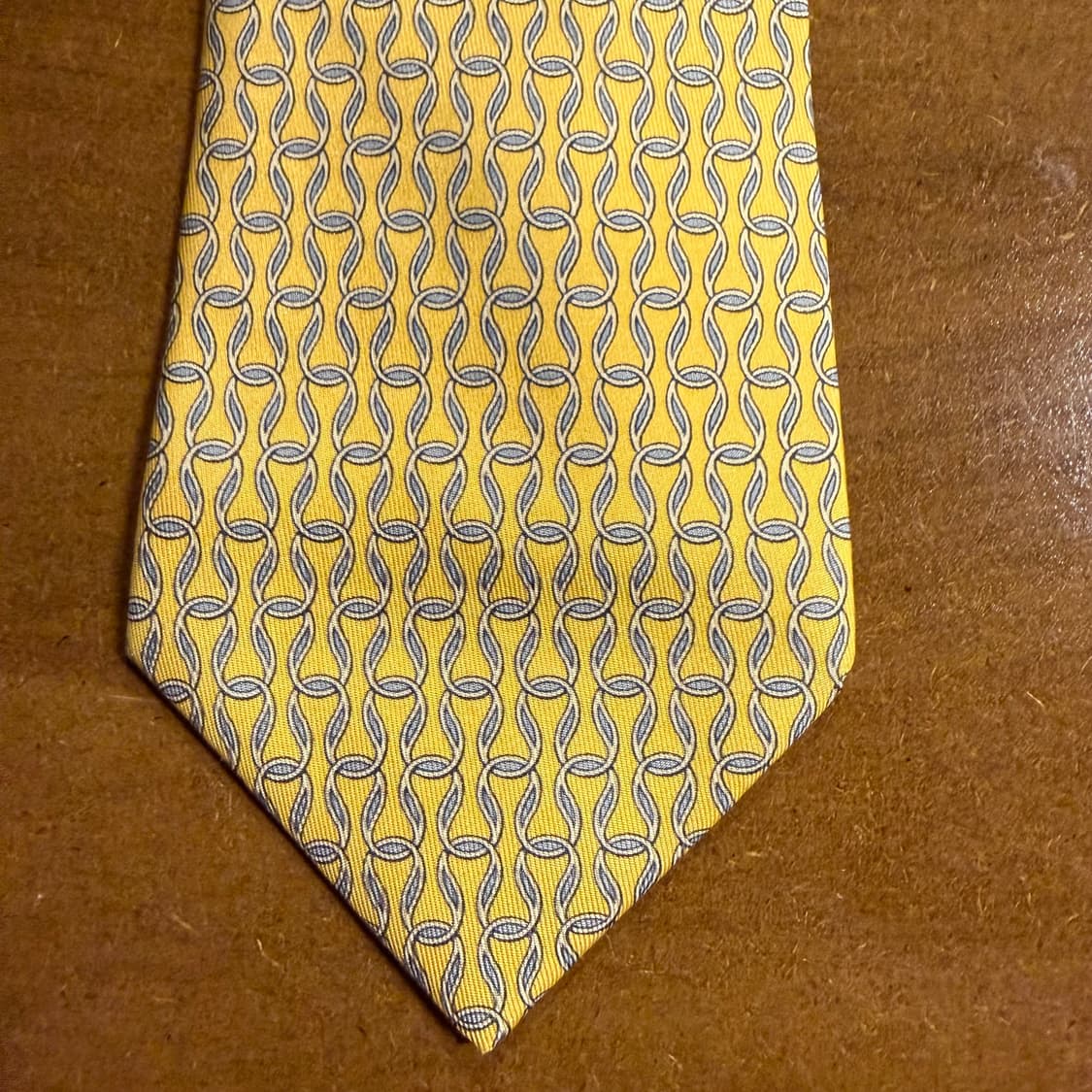 에르메스 HERMES 옐로우 체인 패턴 실크 넥타이 상품이미지5