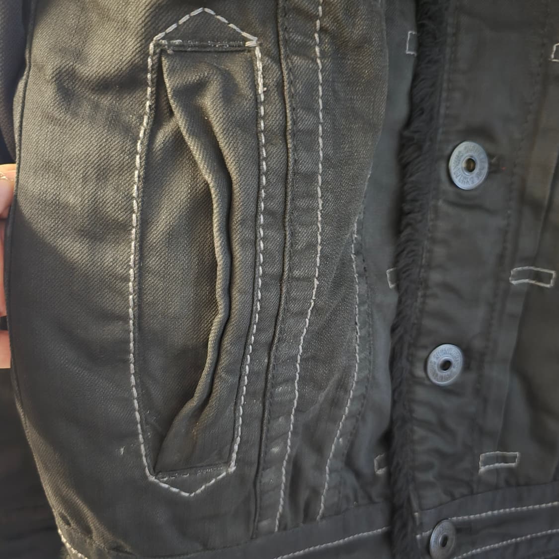 SHANE JEANS 쉐르파 웨스턴  블랙 데님 트러커  상품이미지7