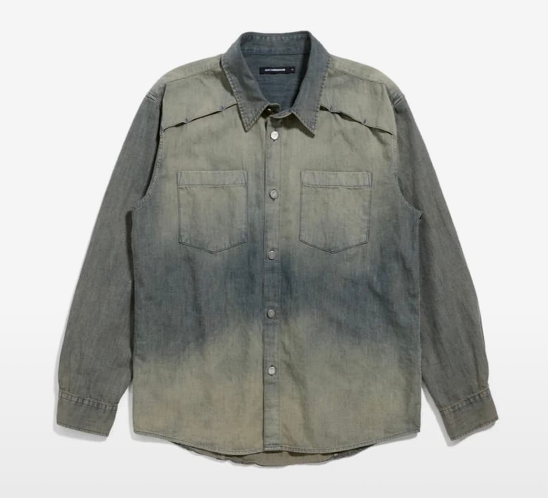 Vented Denim Shirt Long Washed DustyBlue 상품이미지1