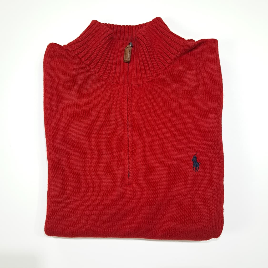 CL328 L 폴로 00s 코튼 가죽풀러 하프집업 니트 스웨터 상품이미지8