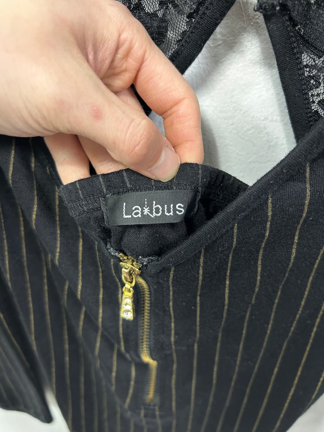 [LA*BUS] 오네갸루 골드 스트라이프 오프숄더 롱슬리브 상품이미지10