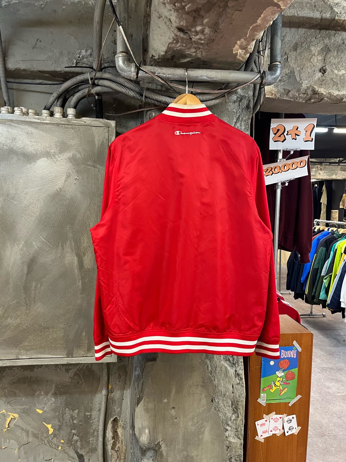 챔피온 빅로고 바시티 자켓 레드 L #csz3471 상품이미지2