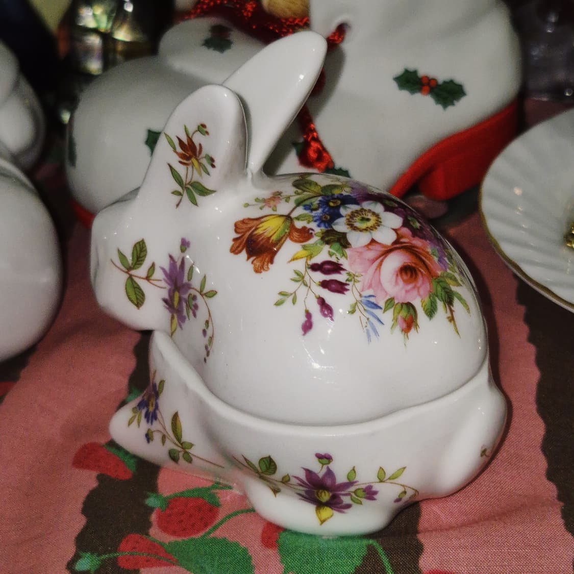 80s 영국 해머슬리 본차이나 플로랄 토끼 트링켓 상품이미지7