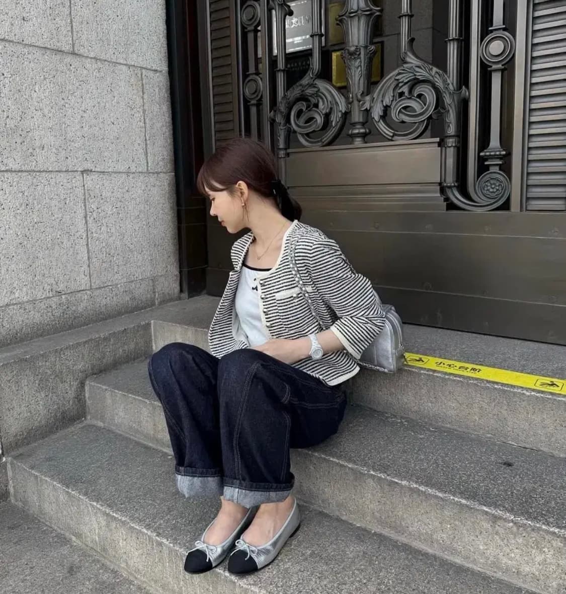 카디널레드 스트라이프 가디건 네이비 S 상품이미지4