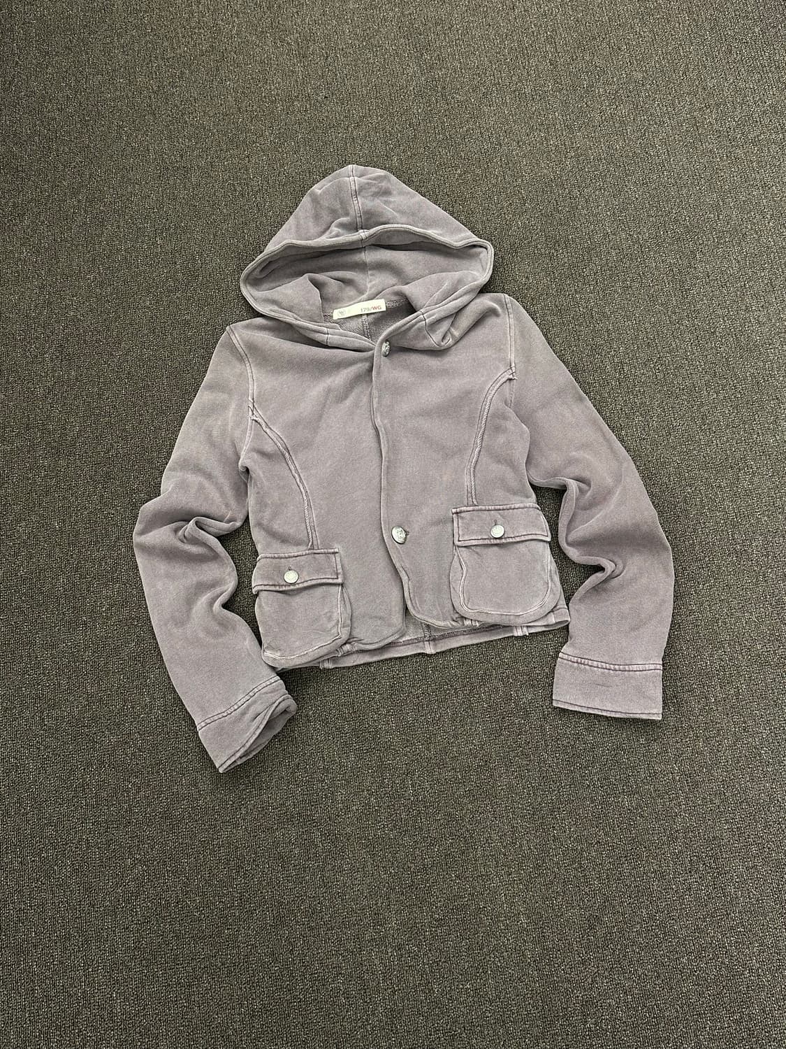 OS)Japanese vintage 여성 퍼플 워싱 버튼 후드 자켓 상품이미지1