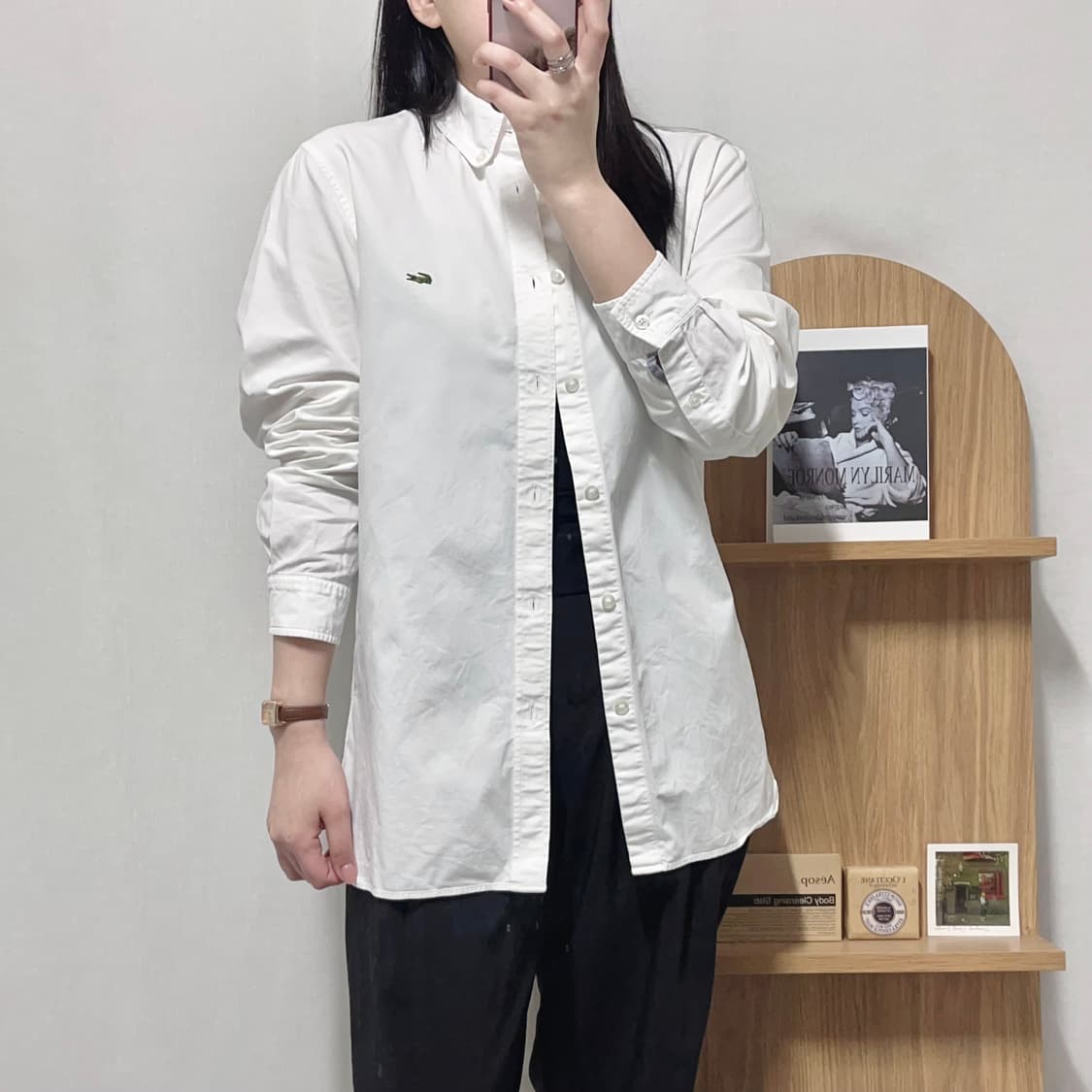 [정품] 라코스테 화이트 솔리드 셔츠 [ US S ] 상품이미지2