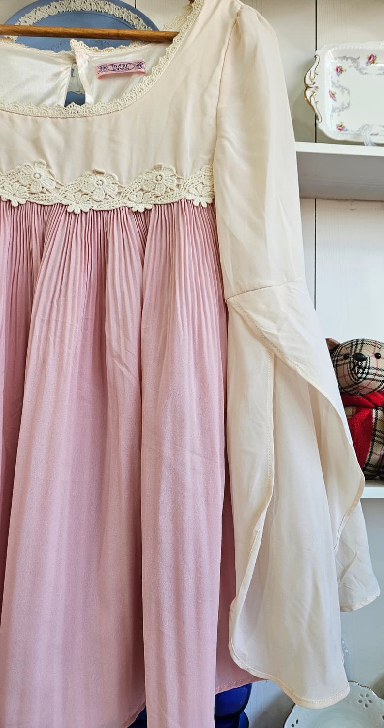 레이스 플리츠 배색 미니원피스 상품이미지4