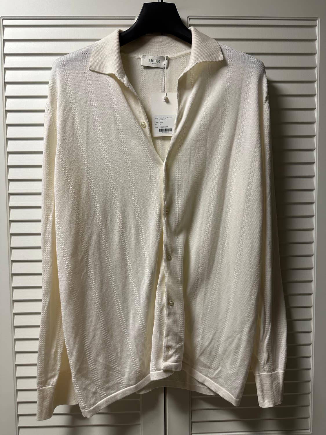 [새상품] 제이리움 코튼 버튼업 니트 셔츠 아이보리 XL 상품이미지7
