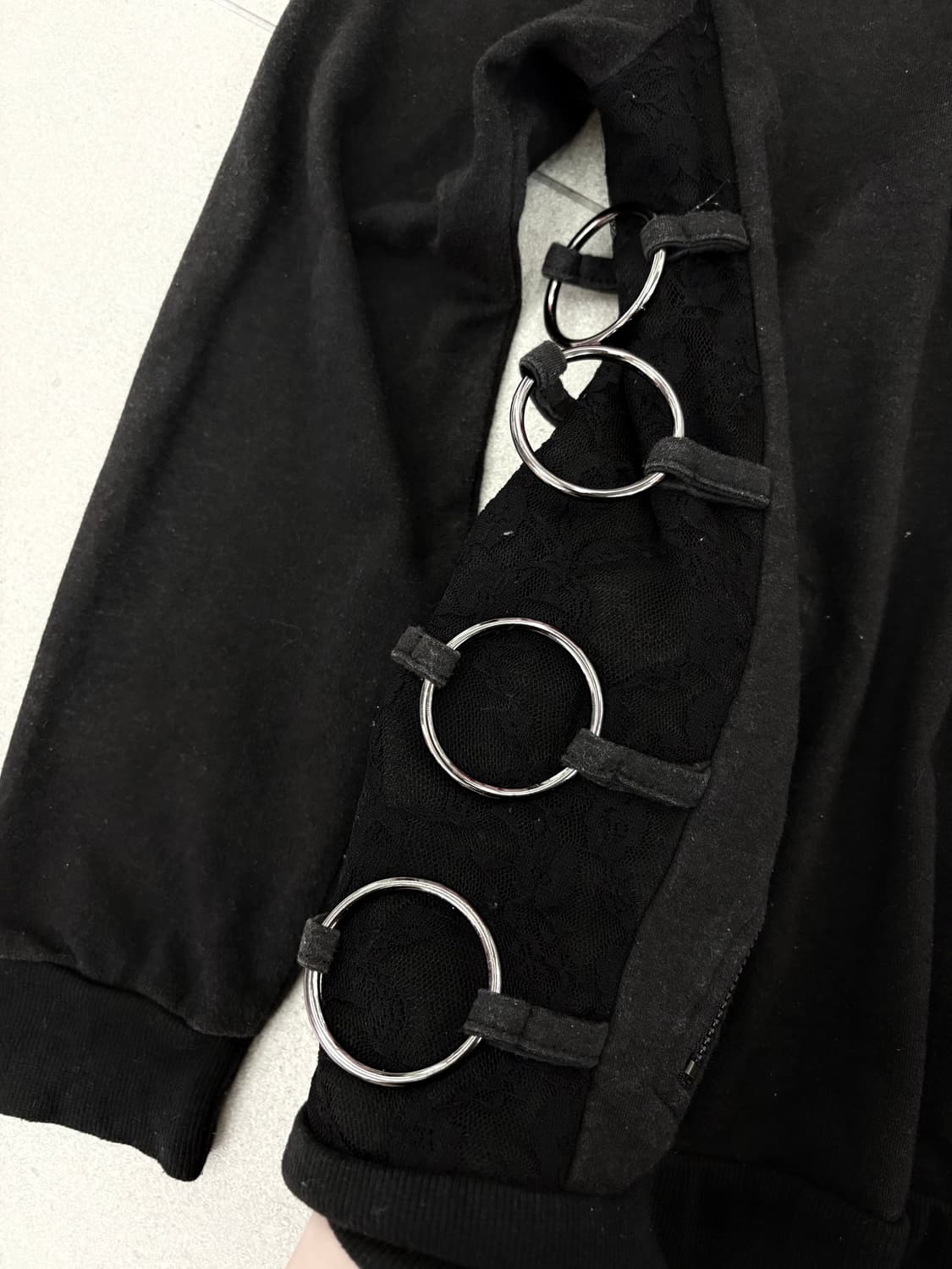 해골 사이드 레이스 링 반집업 후디 상품이미지4